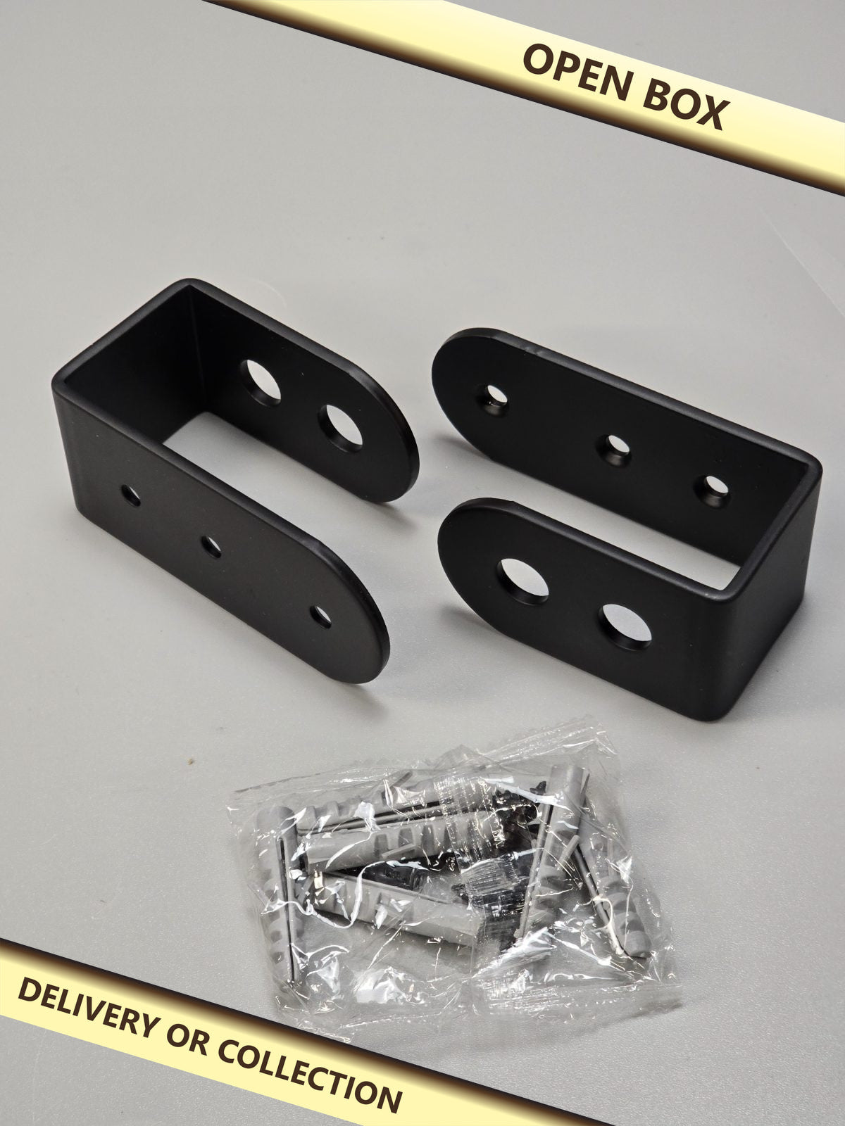 U brackets — photograph 1 — Open box; auction delivery information shown on image