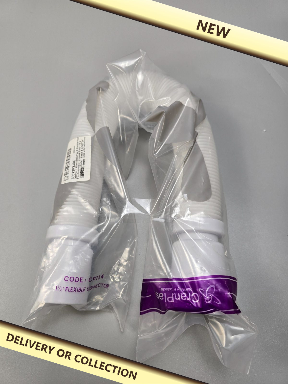 40mm Flexible Waste Pipe Connector CP134 — photograph 1 — New; auction delivery information shown on image