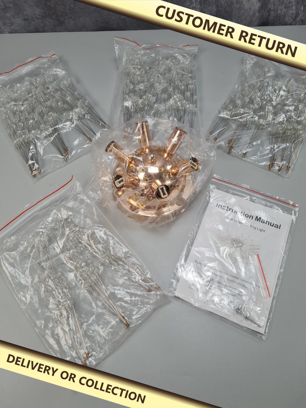 Flush Mount Ceiling Light — photograph 1 — Customer return; auction delivery information shown on image