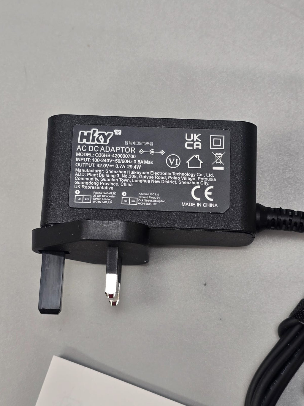 42v 0.7A 29.4w AC DC Power Supply — photograph 2