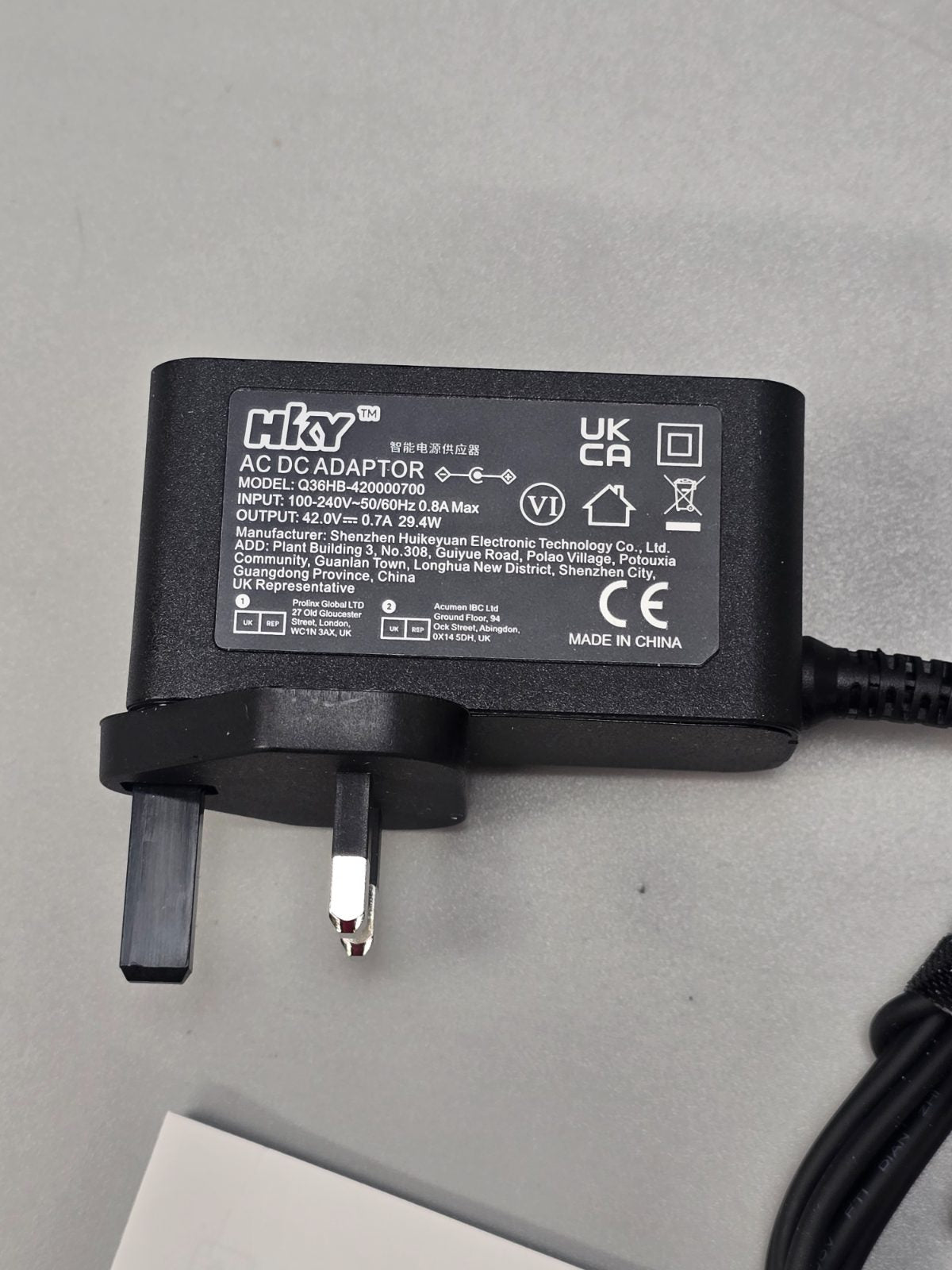 42v 0.7A 29.4w AC DC Power Supply — photograph 2