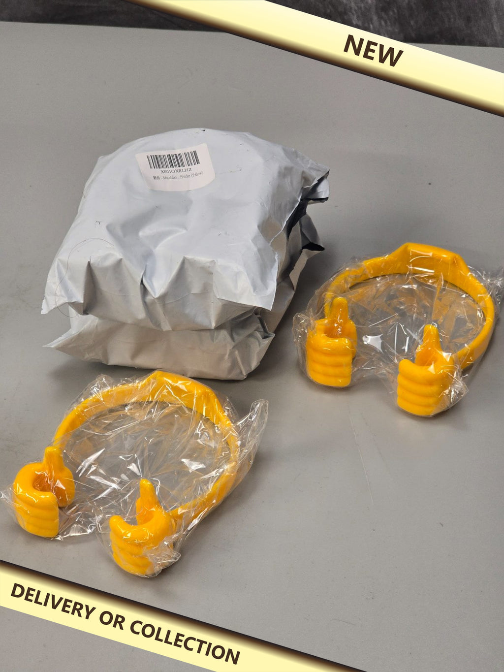 3x Thumb Up Phone Holders 2 pack - Yellow — photograph 1 — New; auction delivery information shown on image