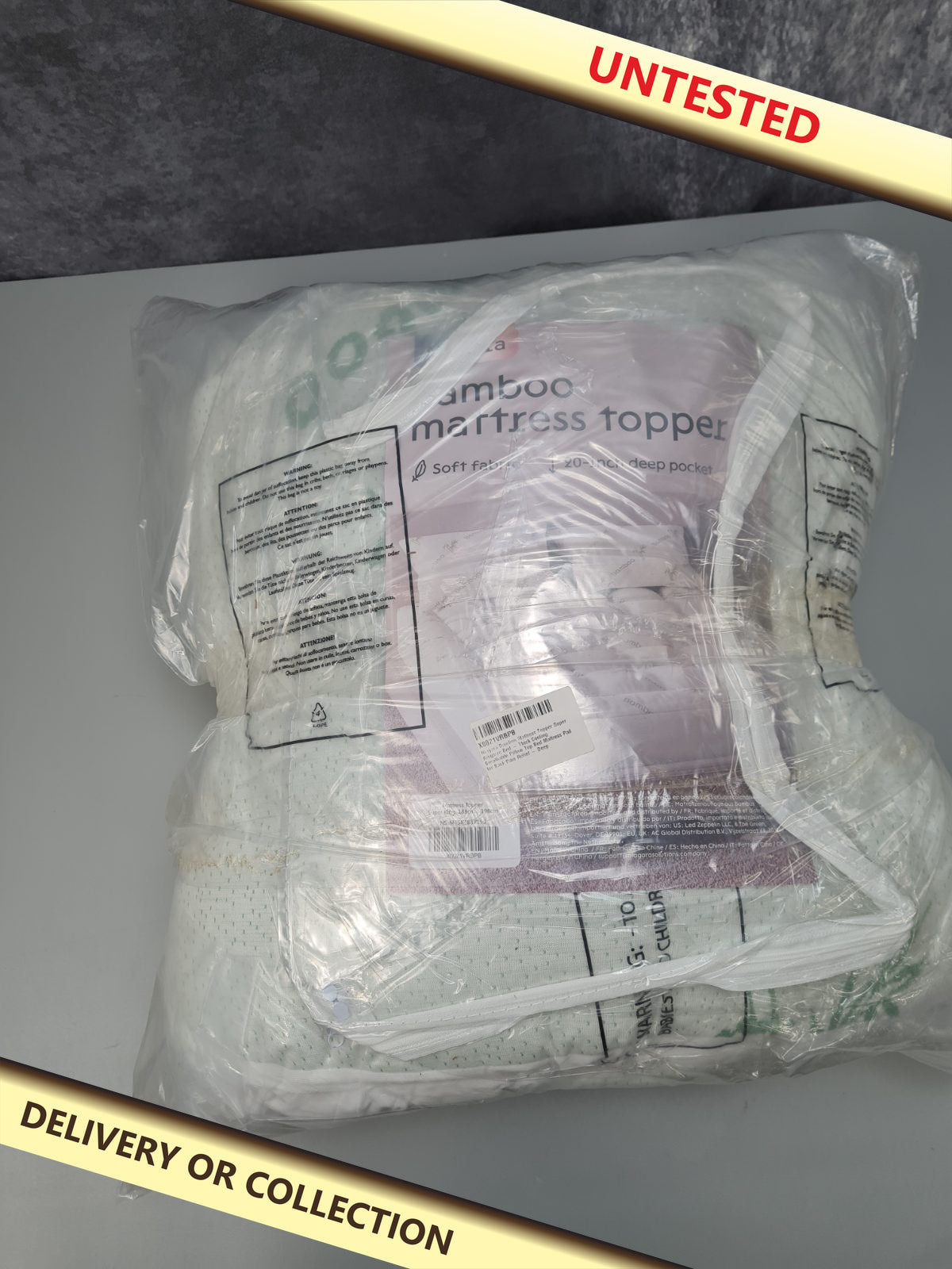 Bamboo mattress  topper super king — photograph 1 — Untested; auction delivery information shown on image