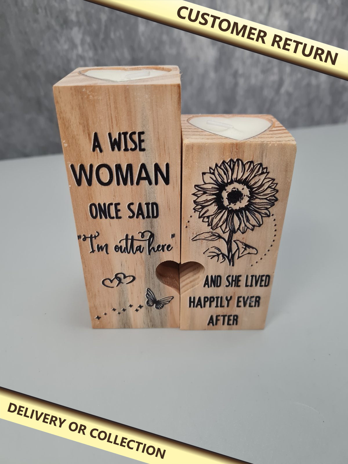 Candle stick  gift — photograph 1 — Customer return; auction delivery information shown on image