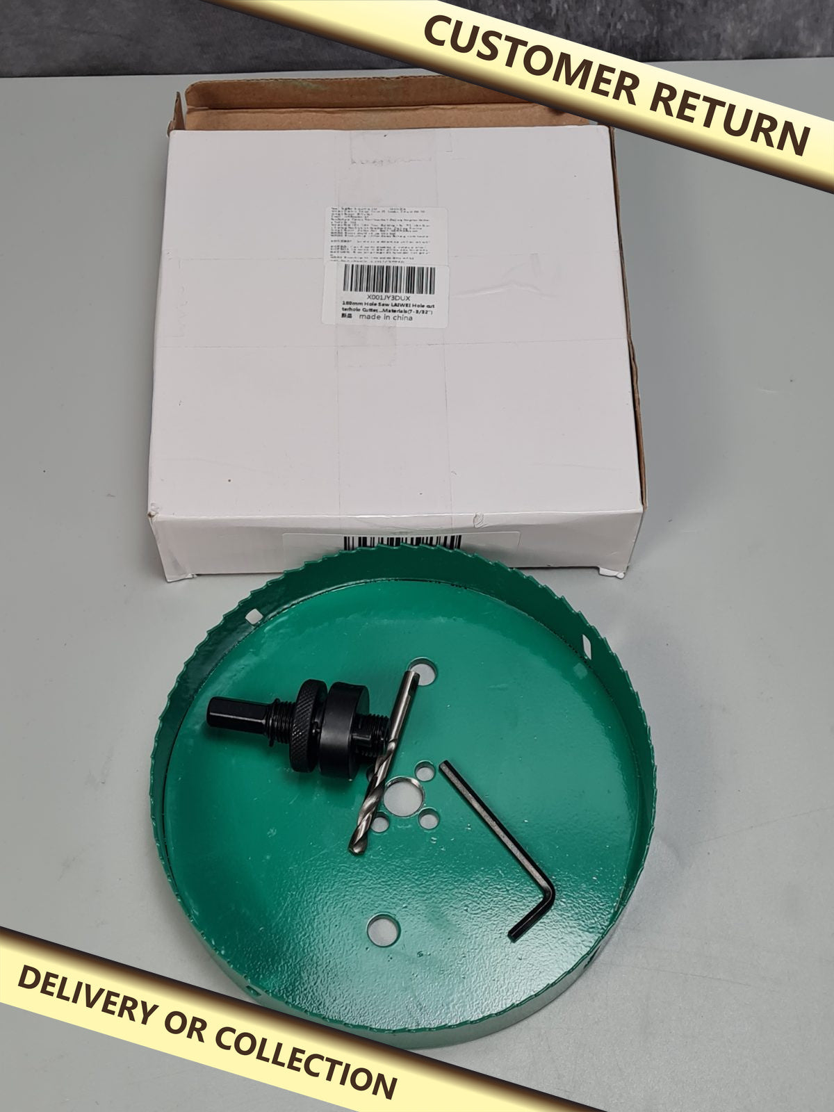 180mm Hole Saw Cutter — photograph 1 — Customer return; auction delivery information shown on image