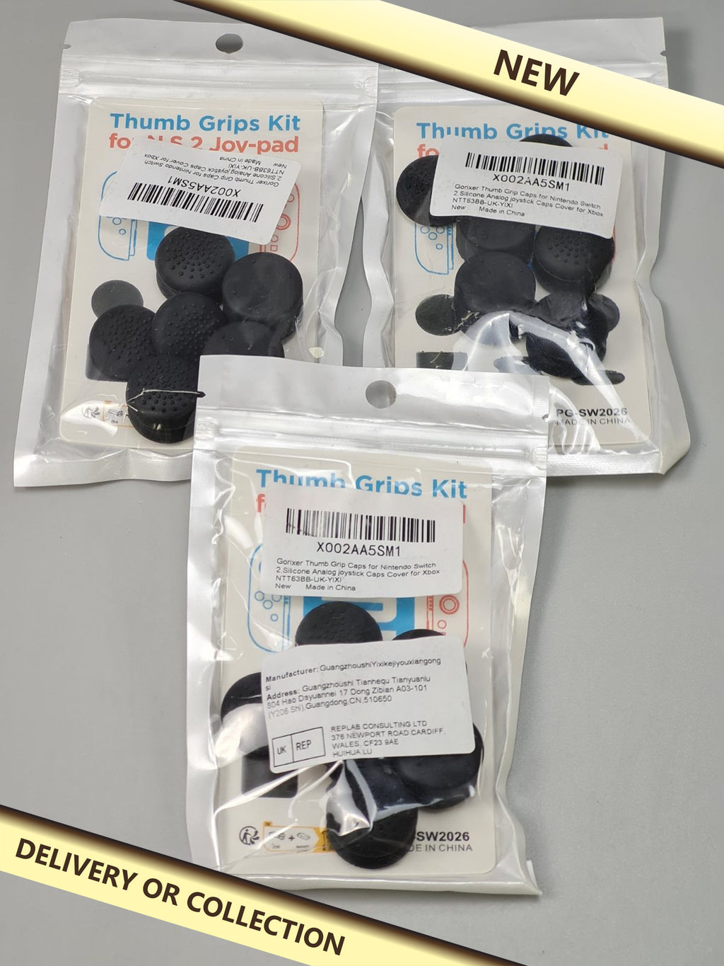 3x Thumb Grip Caps for Nintendo Switch 2 — photograph 1 — New; auction delivery information shown on image