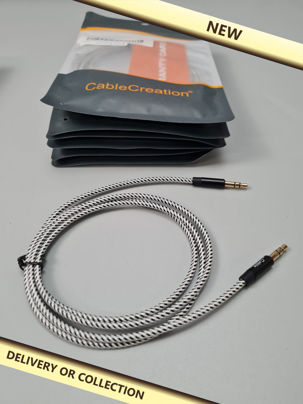 6packs of Audio Cables — photograph 1 — New; auction delivery information shown on image