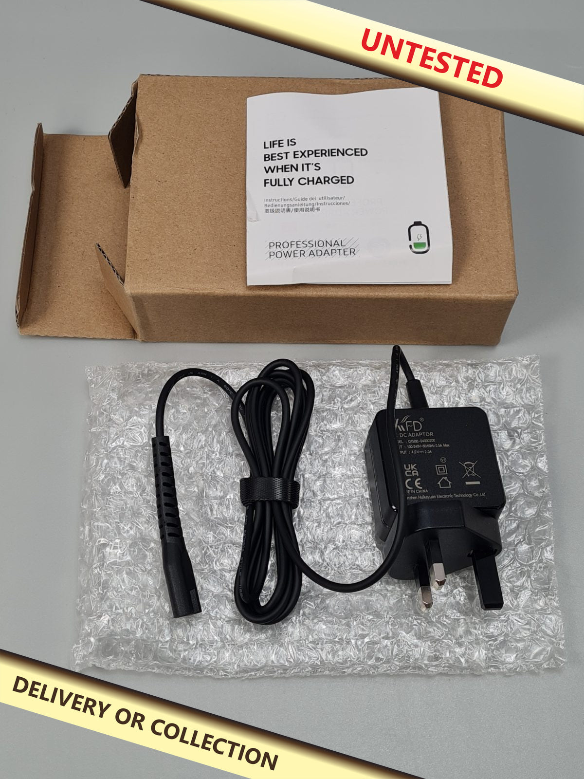 4V 2A charger for professional Razor — photograph 1 — Untested; auction delivery information shown on image