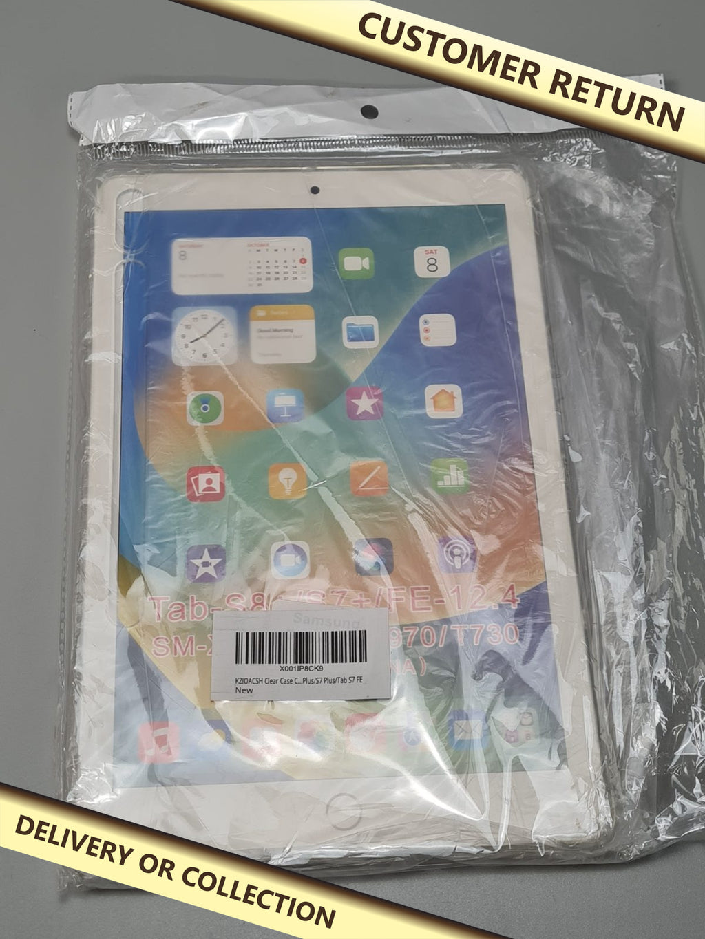 Clear case for Samsung S7 plus/tab S7 FE — photograph 1 — Customer return; auction delivery information shown on image