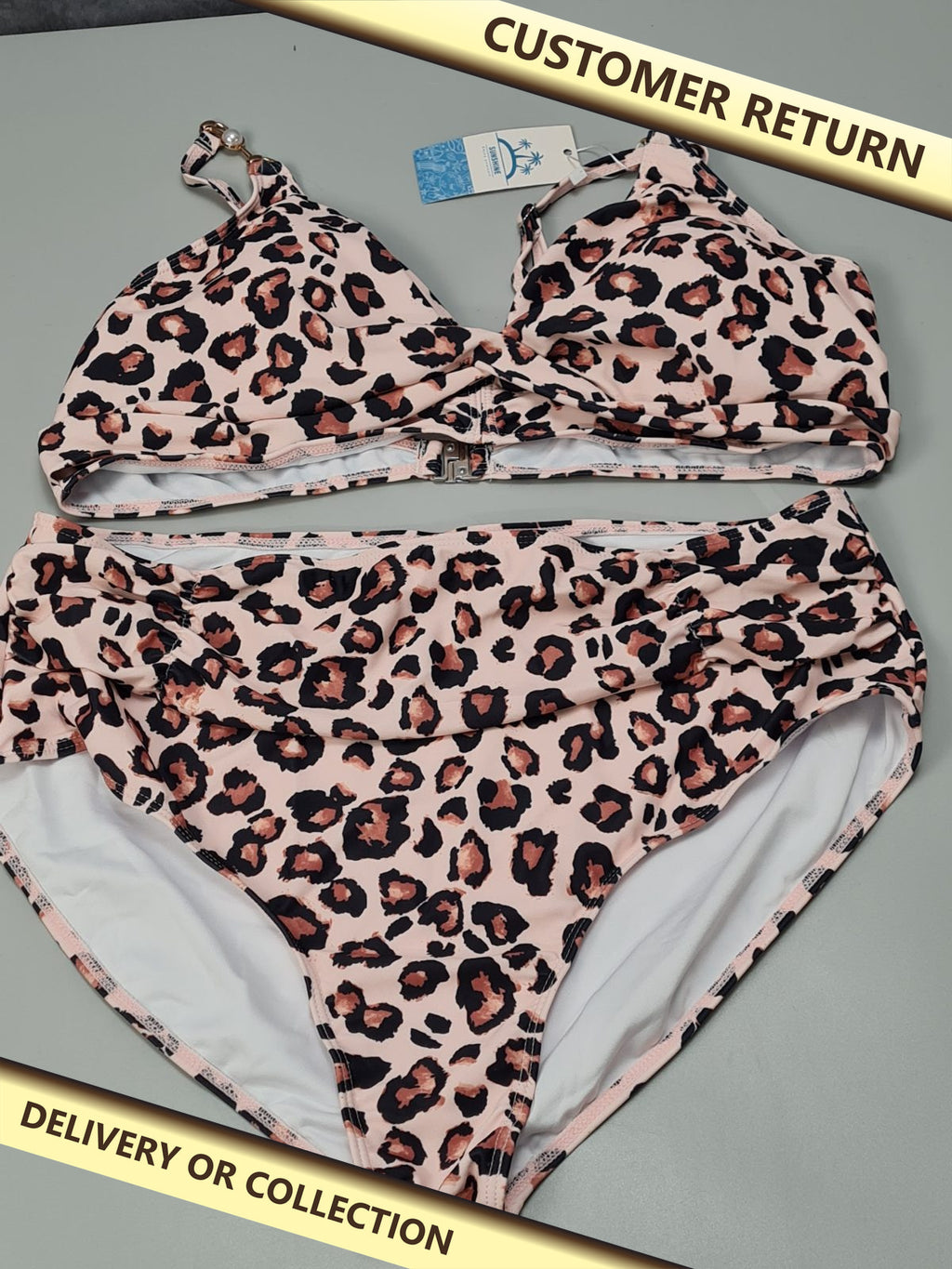 2pcs leopard print bikini — photograph 1 — Customer return; auction delivery information shown on image