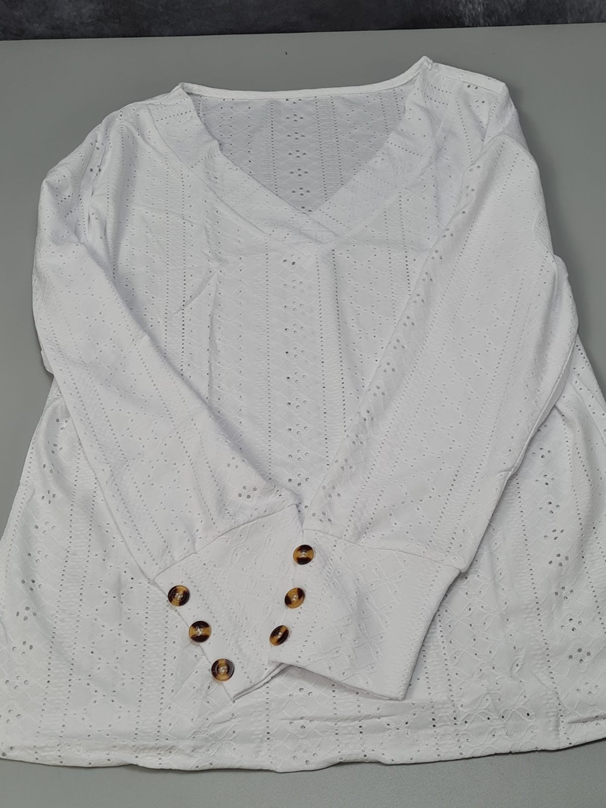 Long sleeve lace v neck top — photograph 1