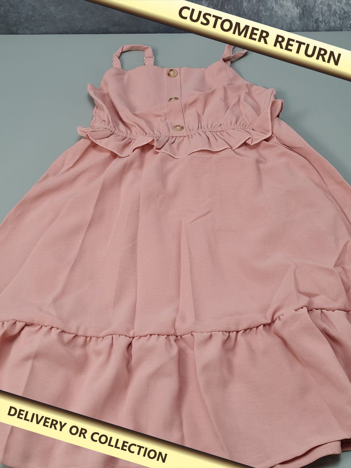 Girl's pink summer dress — photograph 1 — Customer return; auction delivery information shown on image