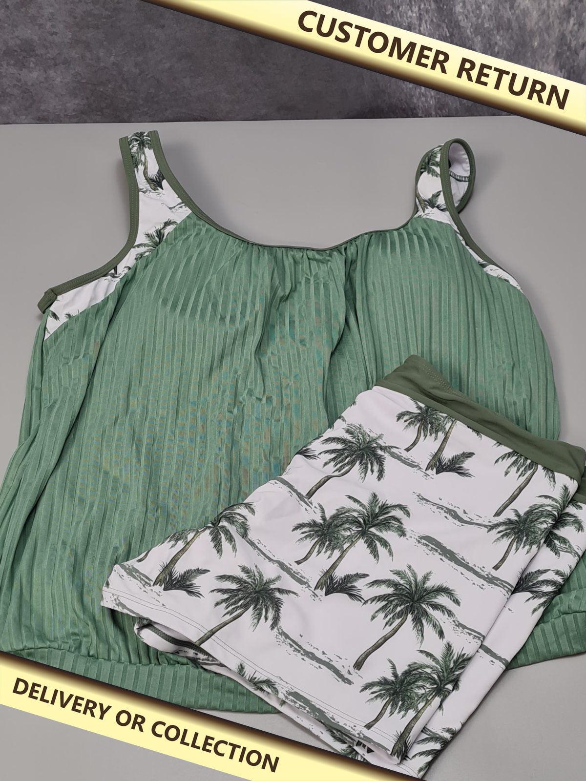 Ladies green and white bikini size XL — photograph 1 — Customer return; auction delivery information shown on image
