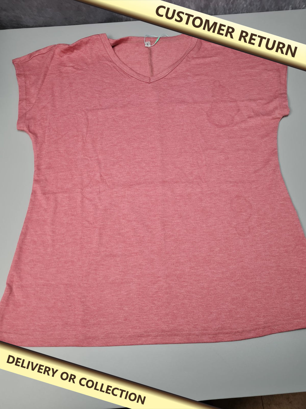Ladies pink T-shirt size L — photograph 1 — Customer return; auction delivery information shown on image
