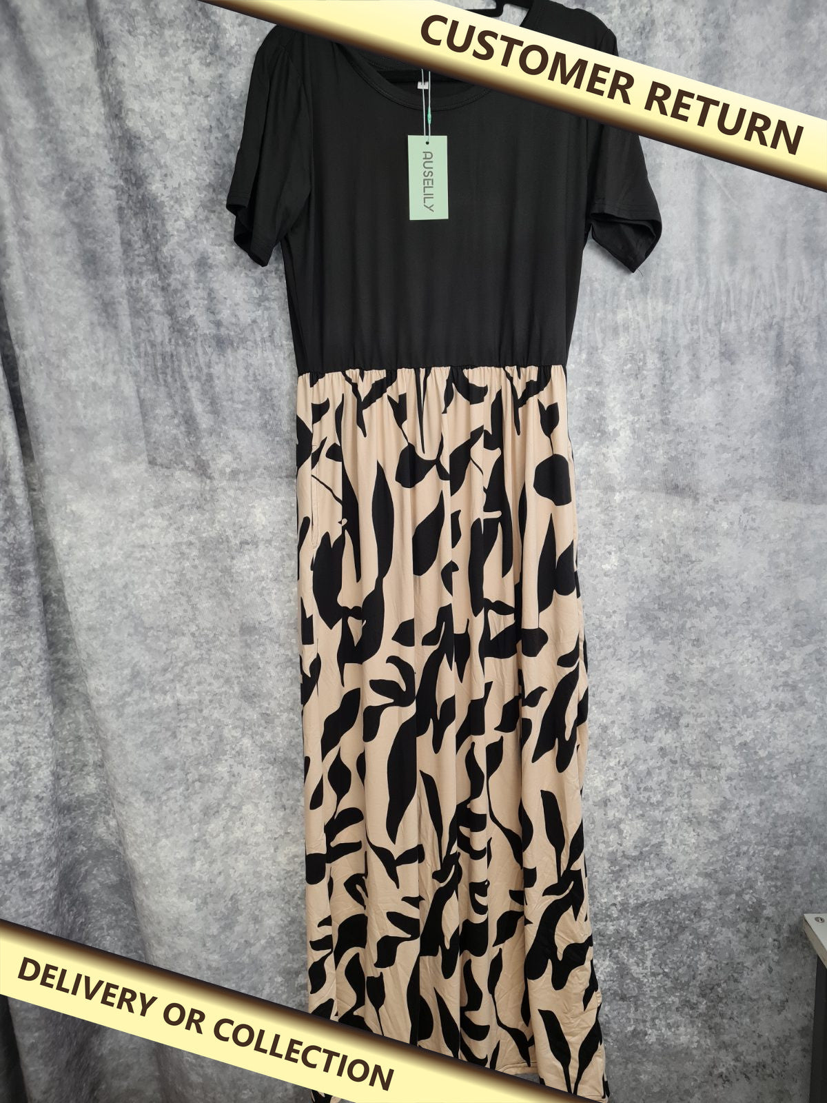Ladies black and apricot dress size M — photograph 1 — Customer return; auction delivery information shown on image