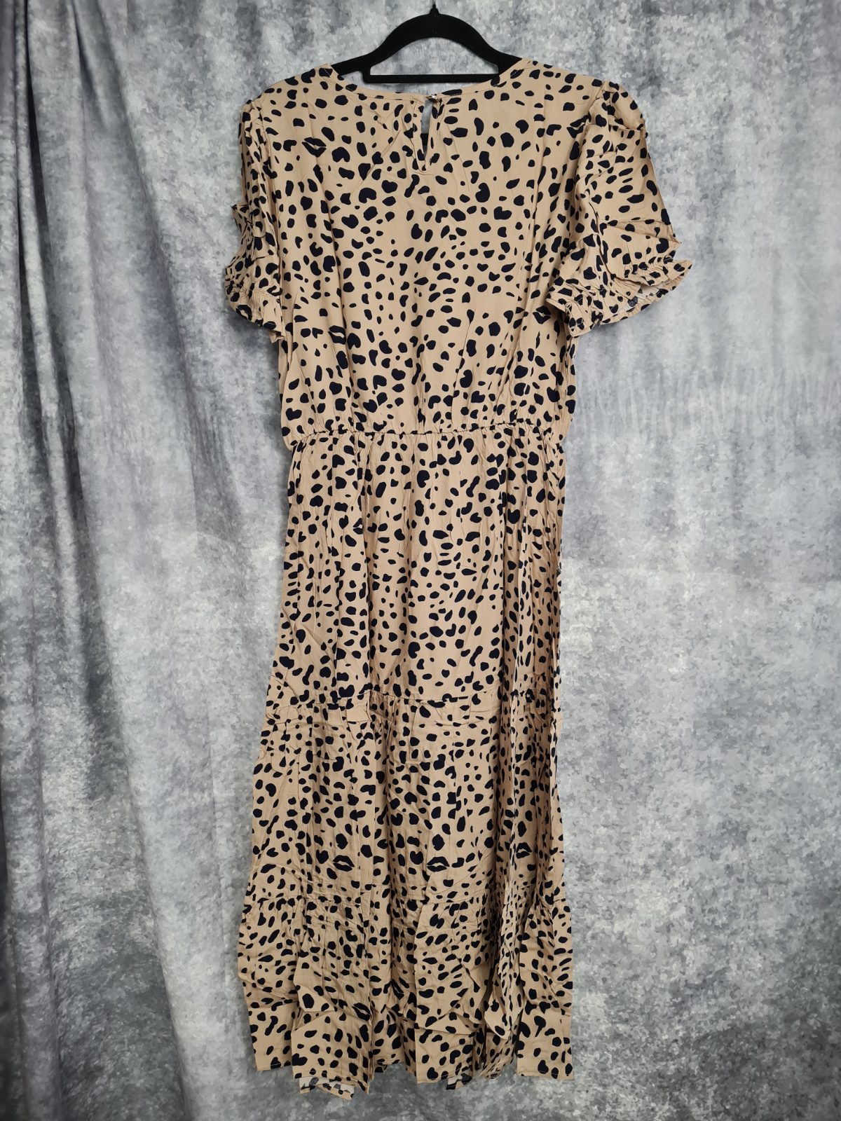 Ladies Tan Dress with Navy spots size S — photograph 2