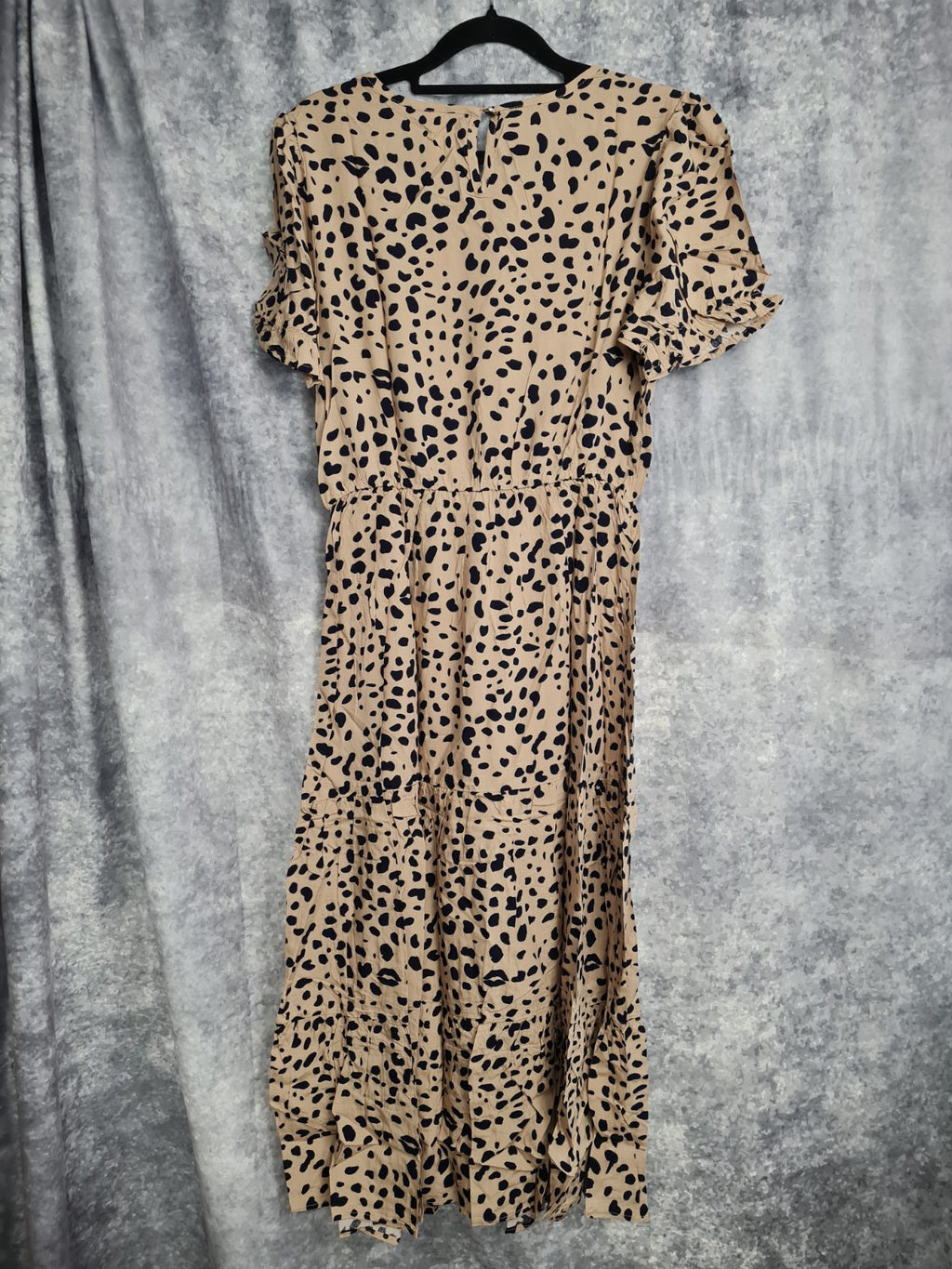 Ladies Tan Dress with Navy spots size S — photograph 2