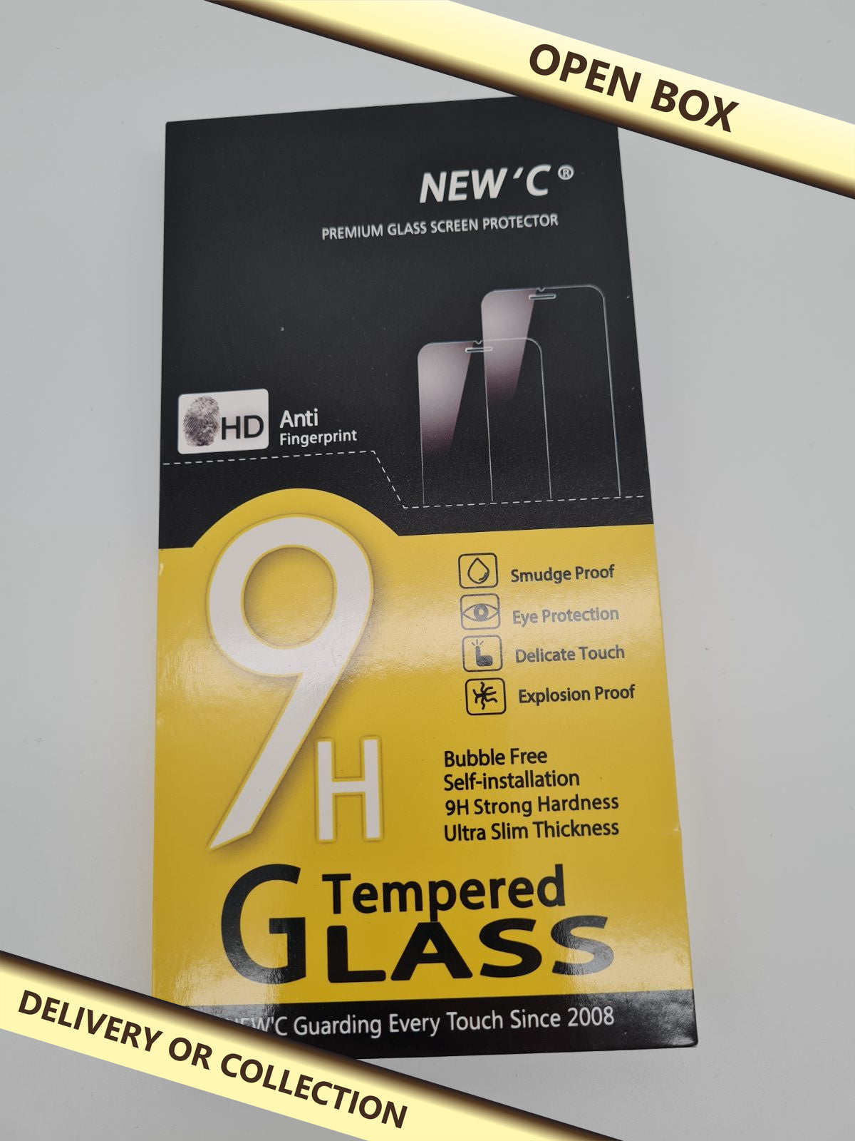 Tempered glass screen protector for Iphone 14 Pro — photograph 1 — Open box; auction delivery information shown on image