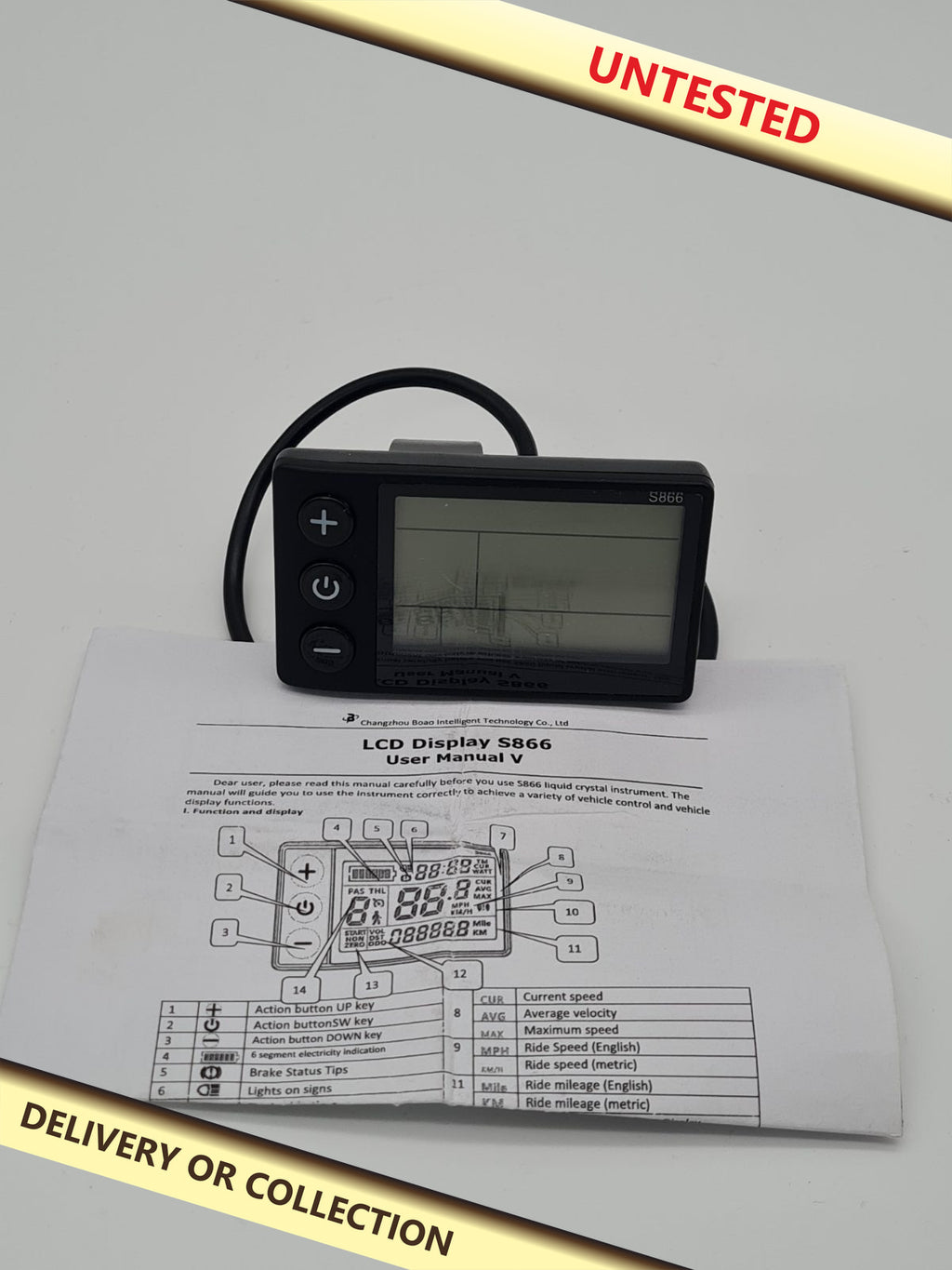Electric bike computer model S866 — photograph 1 — Untested; auction delivery information shown on image