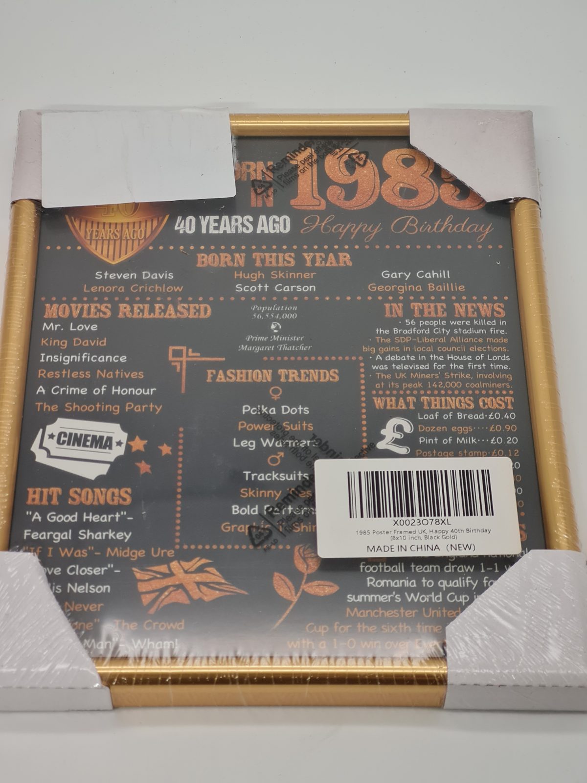 1985 framed poster happy 40th birthday — photograph 1