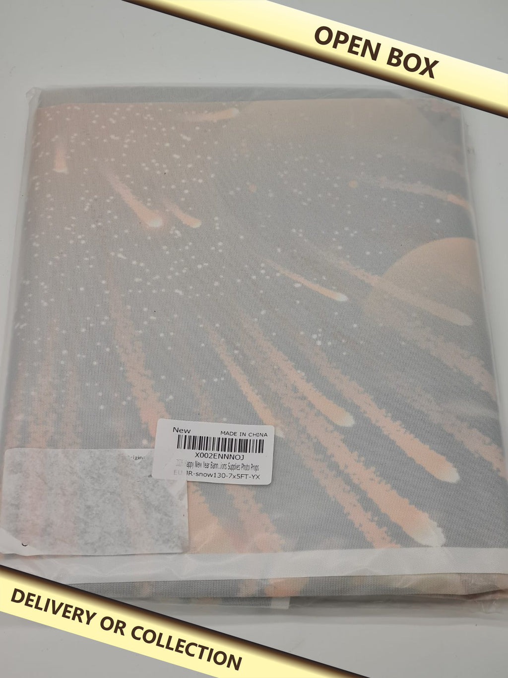 2026 happy new year banner — photograph 1 — Open box; auction delivery information shown on image