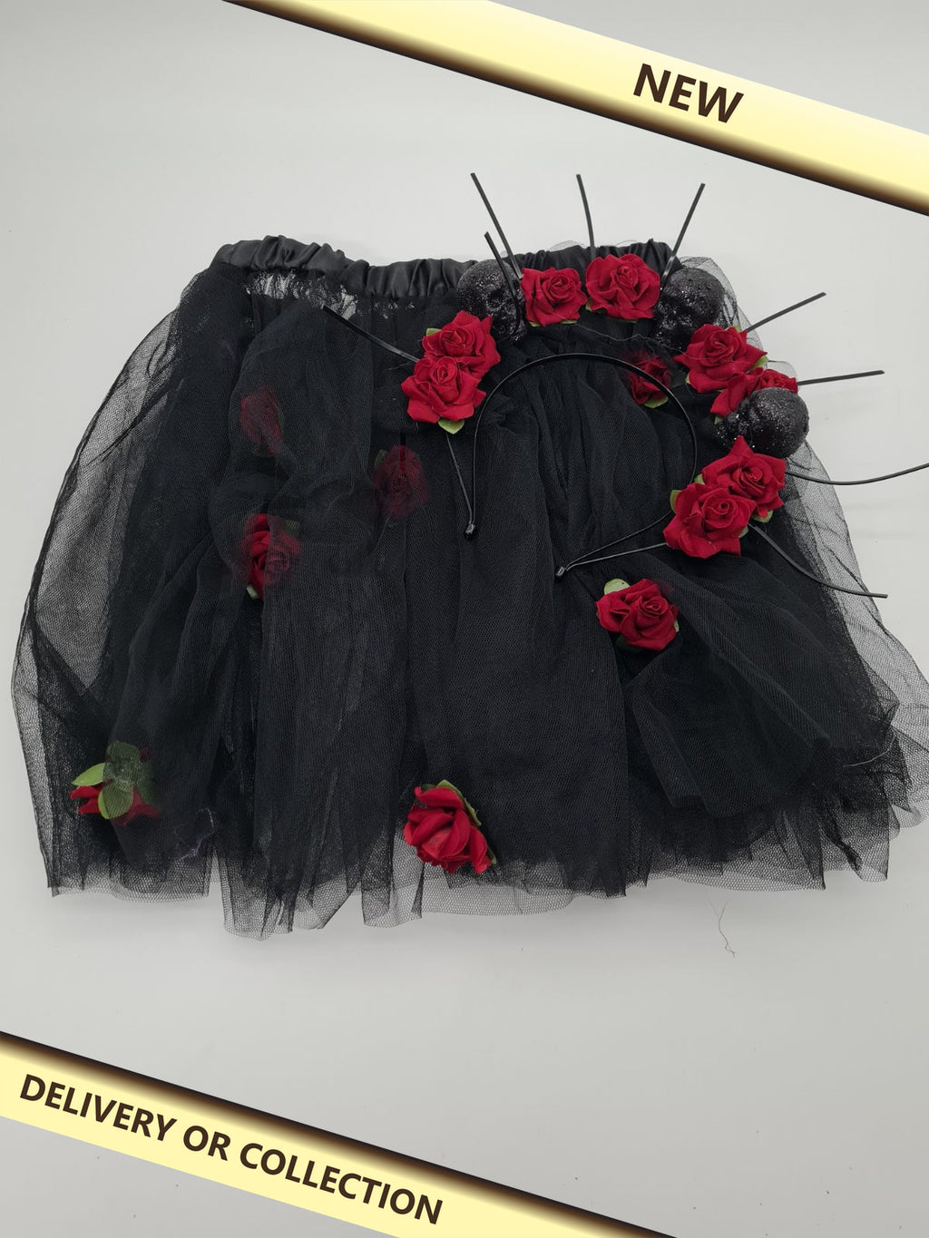 Black tutu skirt with matching headband. — photograph 1 — New; auction delivery information shown on image