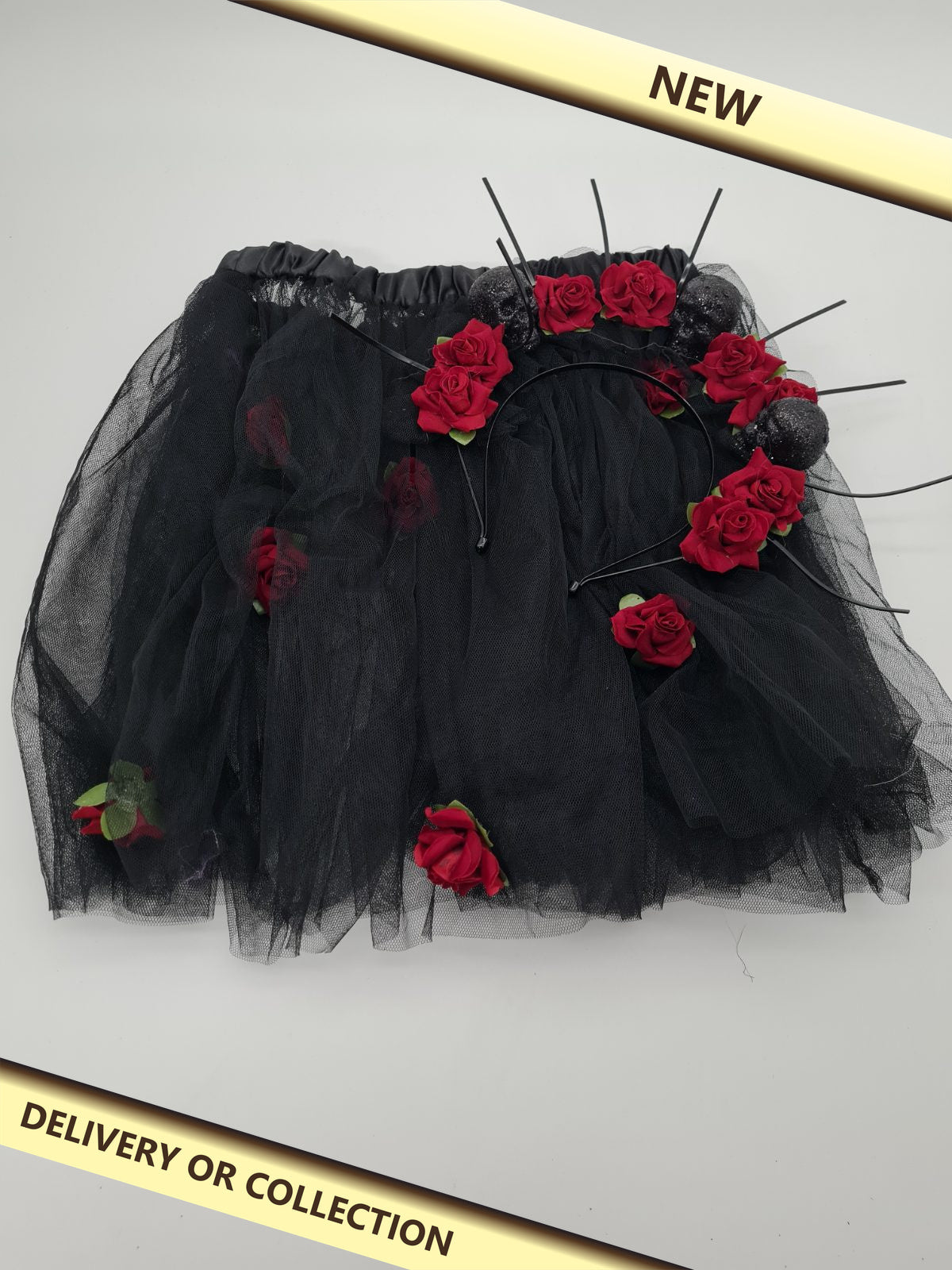 Black tutu skirt with matching headband. — photograph 1 — New; auction delivery information shown on image