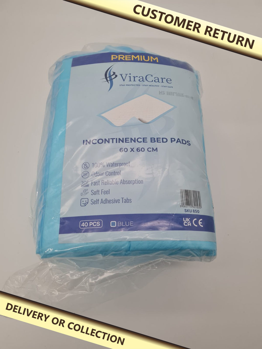 40 pcs Incontinence bed pads 60 x 60 — photograph 1 — Customer return; auction delivery information shown on image