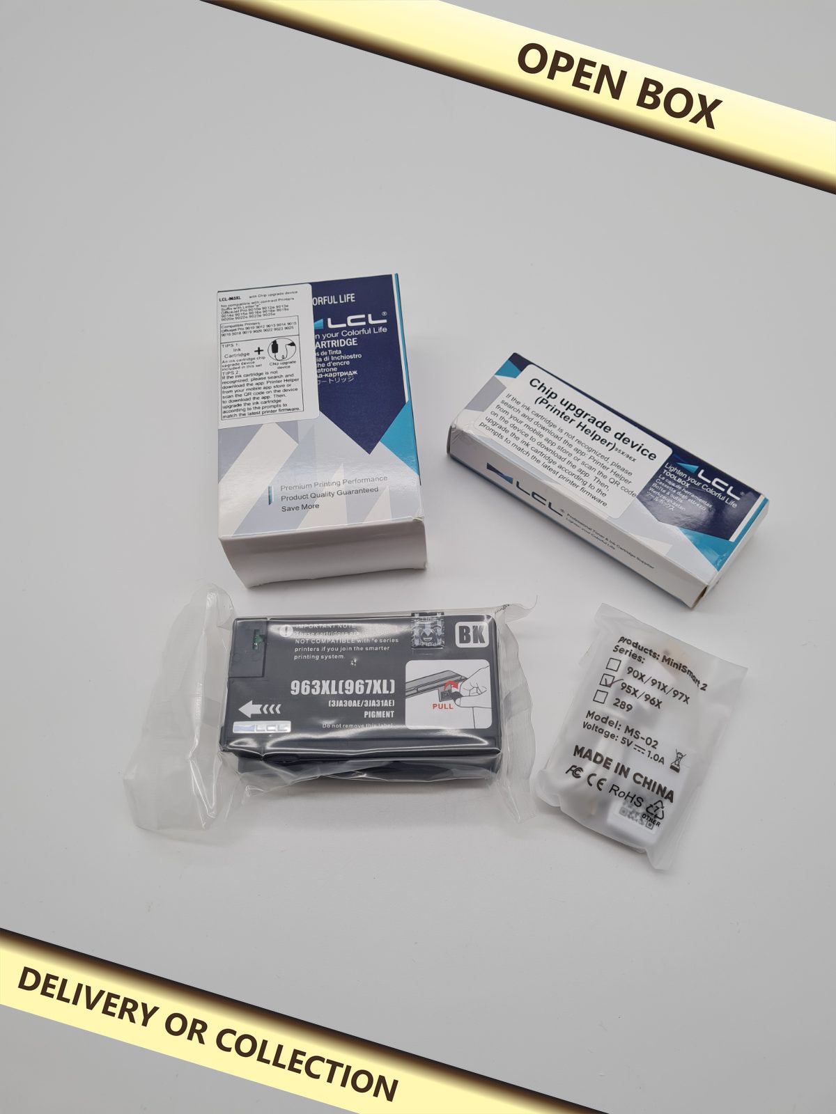 LCL Black Ink Cartridge LCL-963XL with Chip Upgrade Device — photograph 1 — Open box; auction delivery information shown on image
