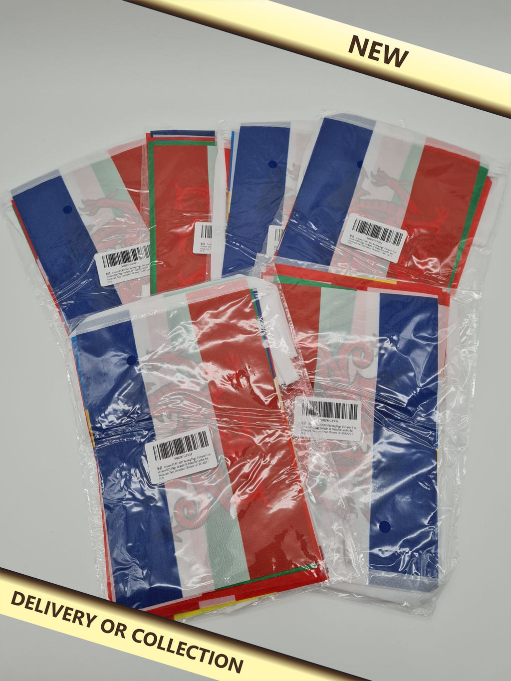 6 packs of Women's Euro 2025 Football Bunting Flags — photograph 1 — New; auction delivery information shown on image