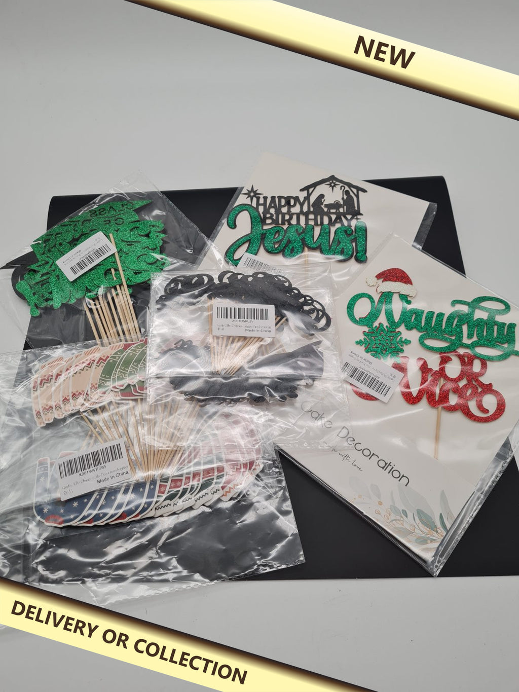 5 packs of a variety of cake decorations — photograph 1 — New; auction delivery information shown on image