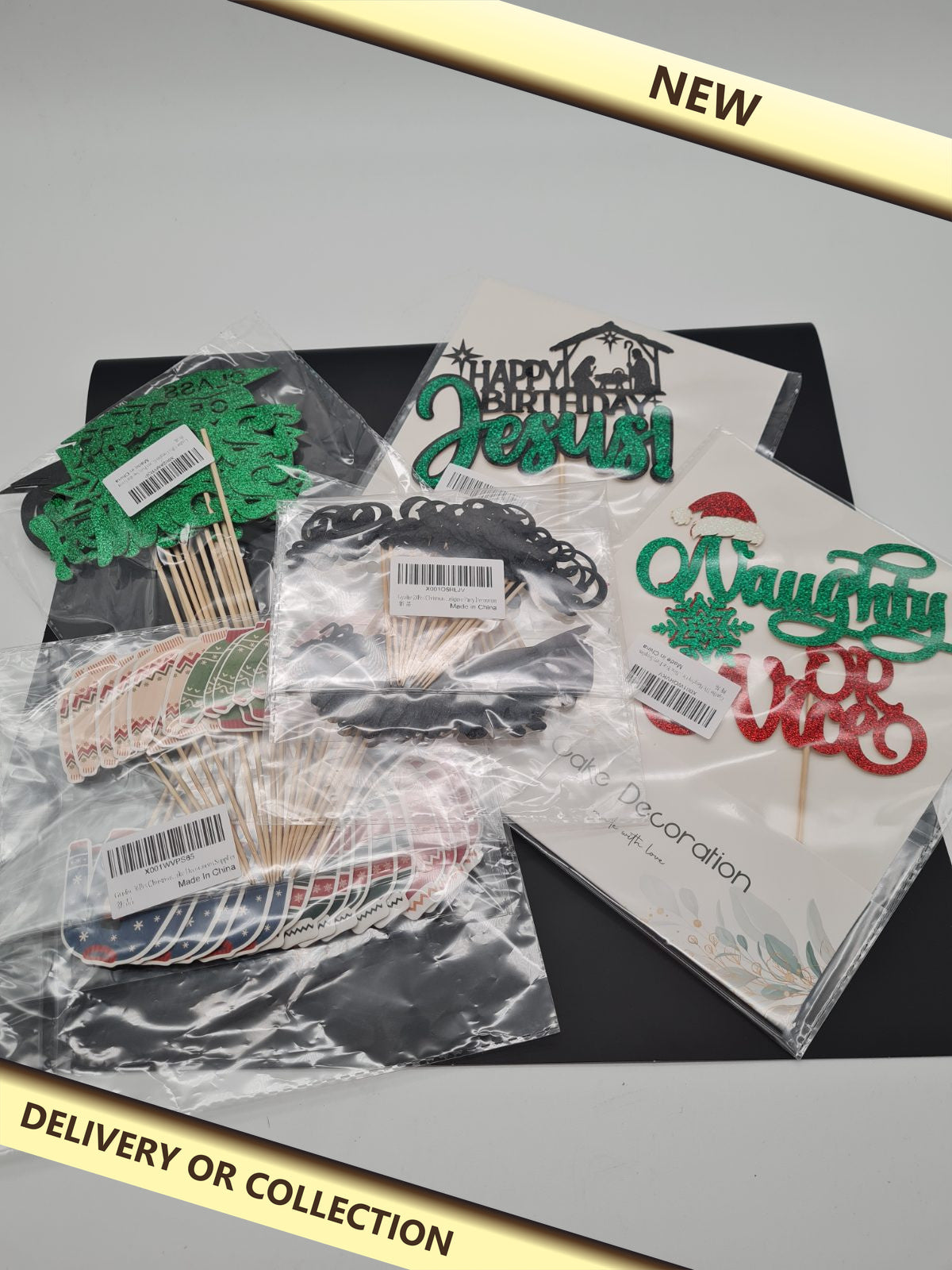 5 packs of a variety of cake decorations — photograph 1 — New; auction delivery information shown on image
