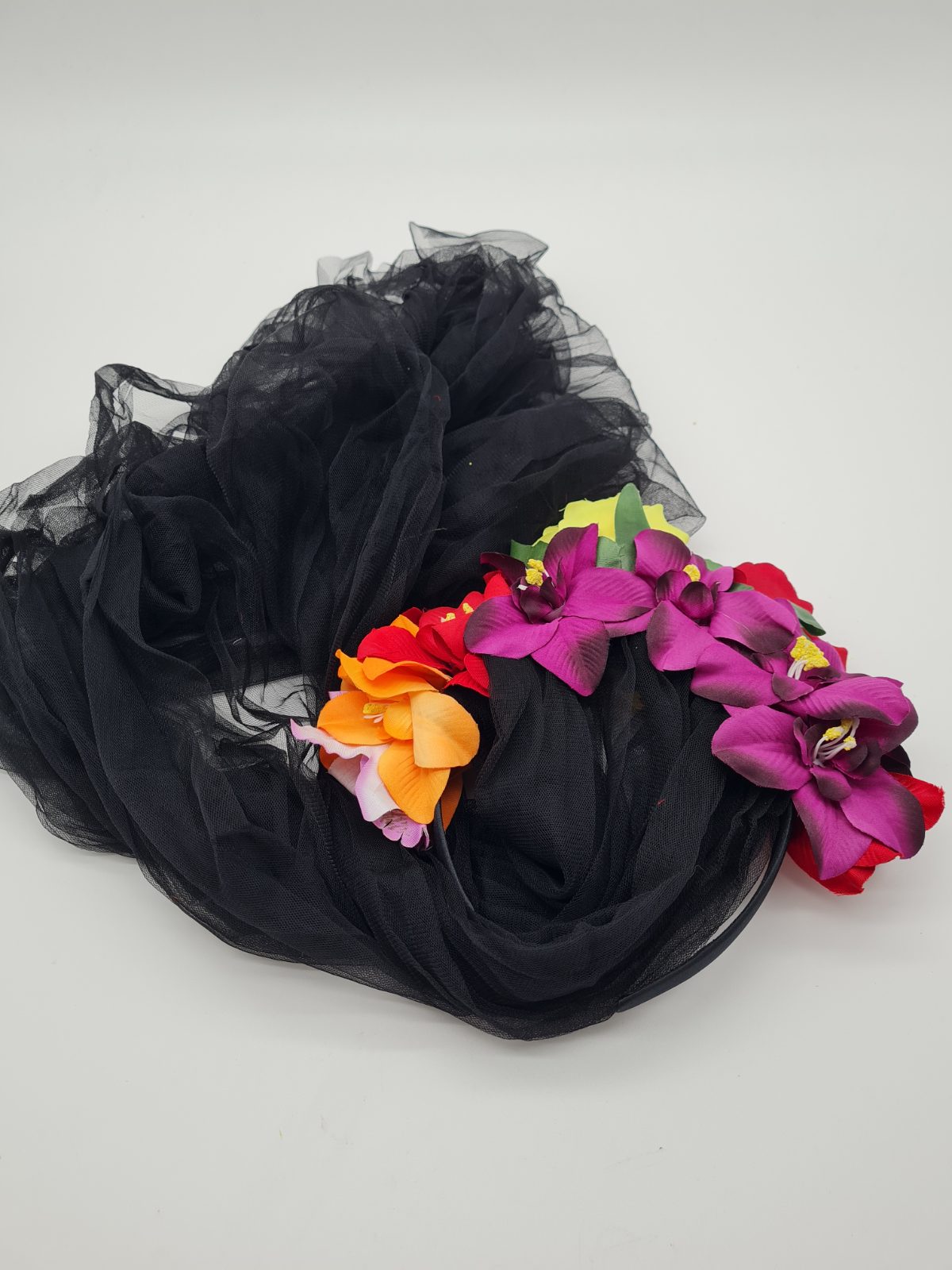 Day of the Dead Floral Headband with Veil — photograph 1