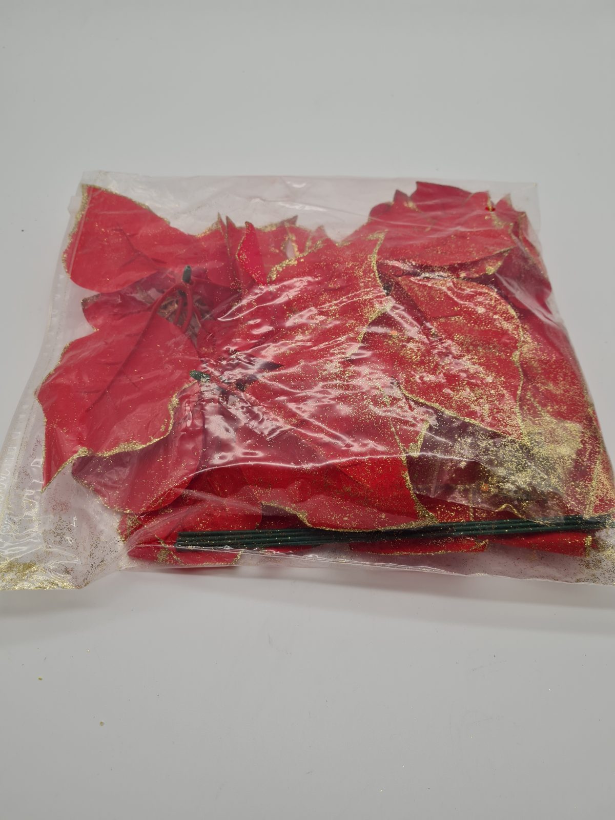 6 pack of Artificial Poinsettia Christmas Decorations — photograph 3
