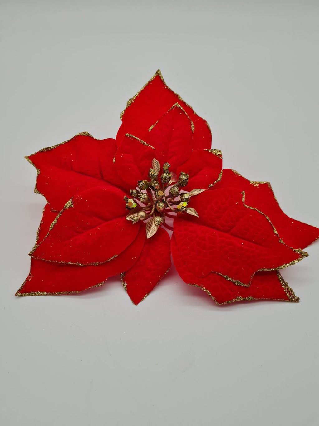 6 pack of Artificial Poinsettia Christmas Decorations — photograph 1