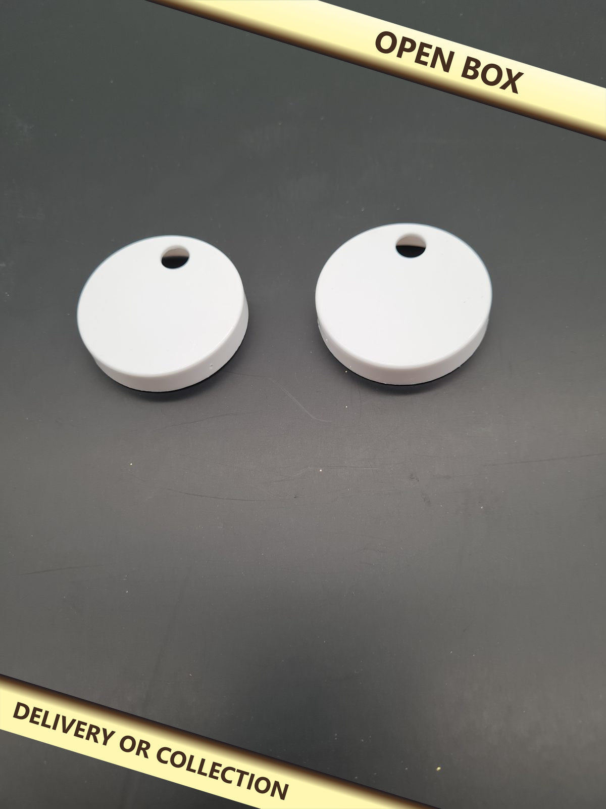 1 Pair of Toilet Seat Hinge Cover Caps — photograph 1 — Open box; auction delivery information shown on image