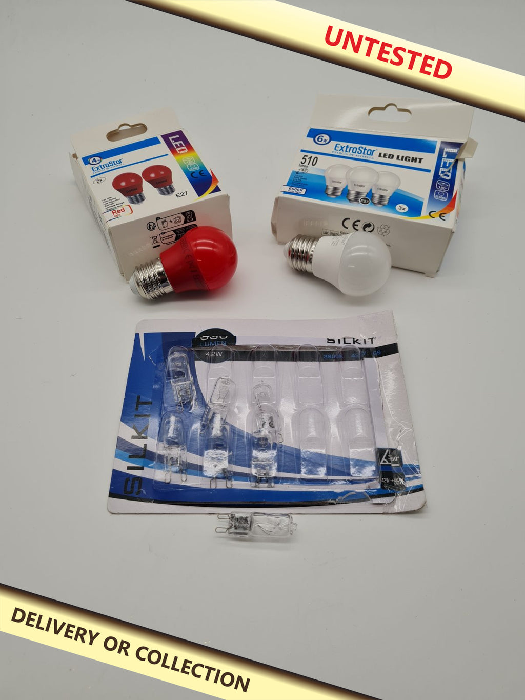 Bundle of different lightbulbs — photograph 1 — Untested; auction delivery information shown on image