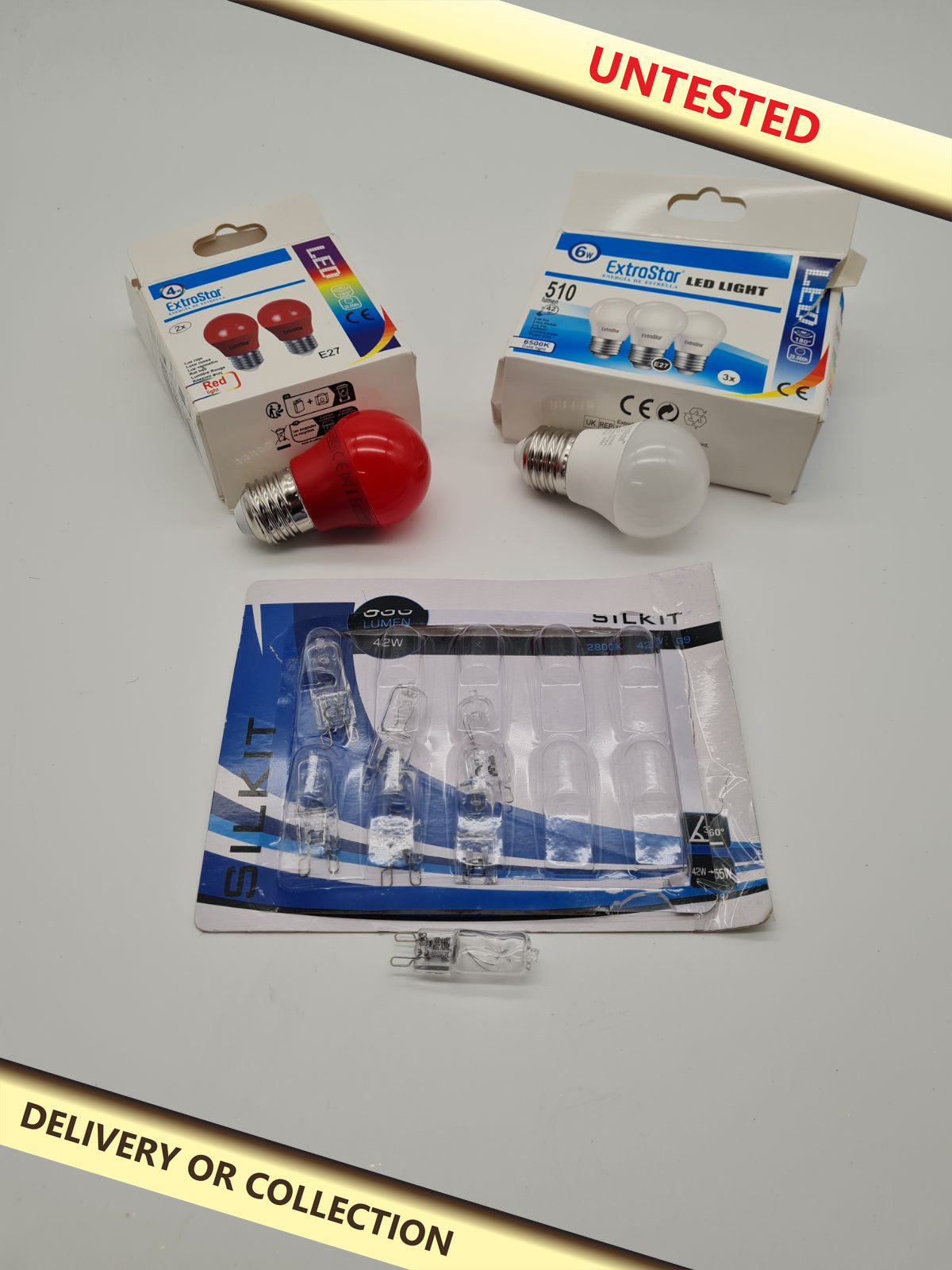 Bundle of different lightbulbs — photograph 1 — Untested; auction delivery information shown on image