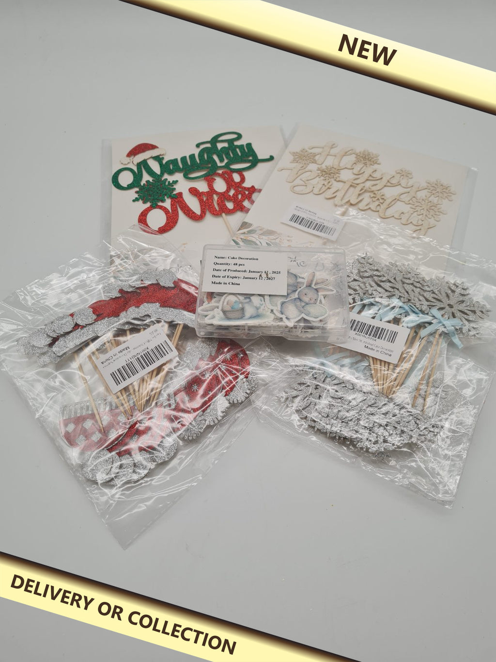 5 pack different cake toppers — photograph 1 — New; auction delivery information shown on image