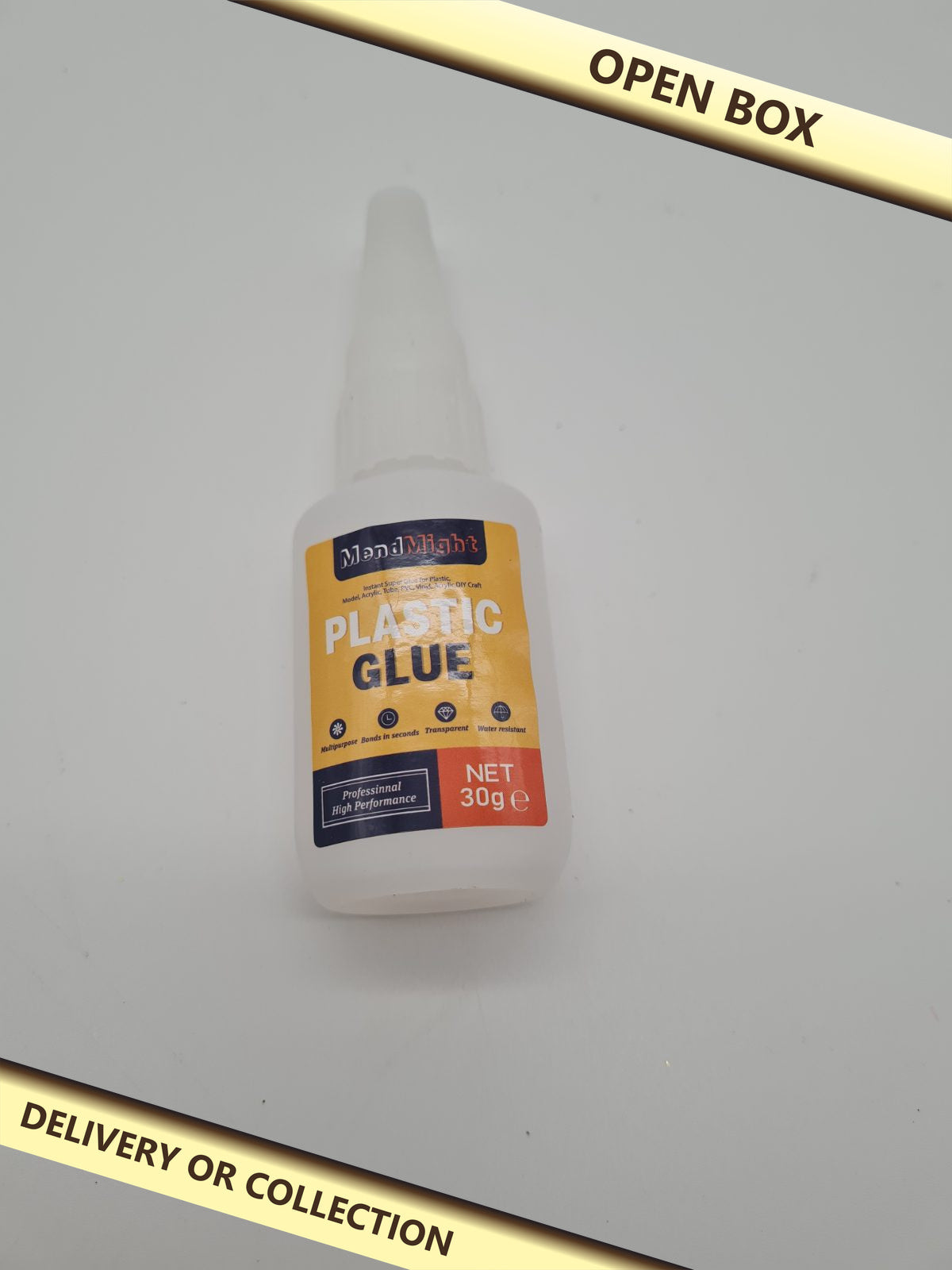 4 packs of Plastic Glue 30g — photograph 1 — Open box; auction delivery information shown on image