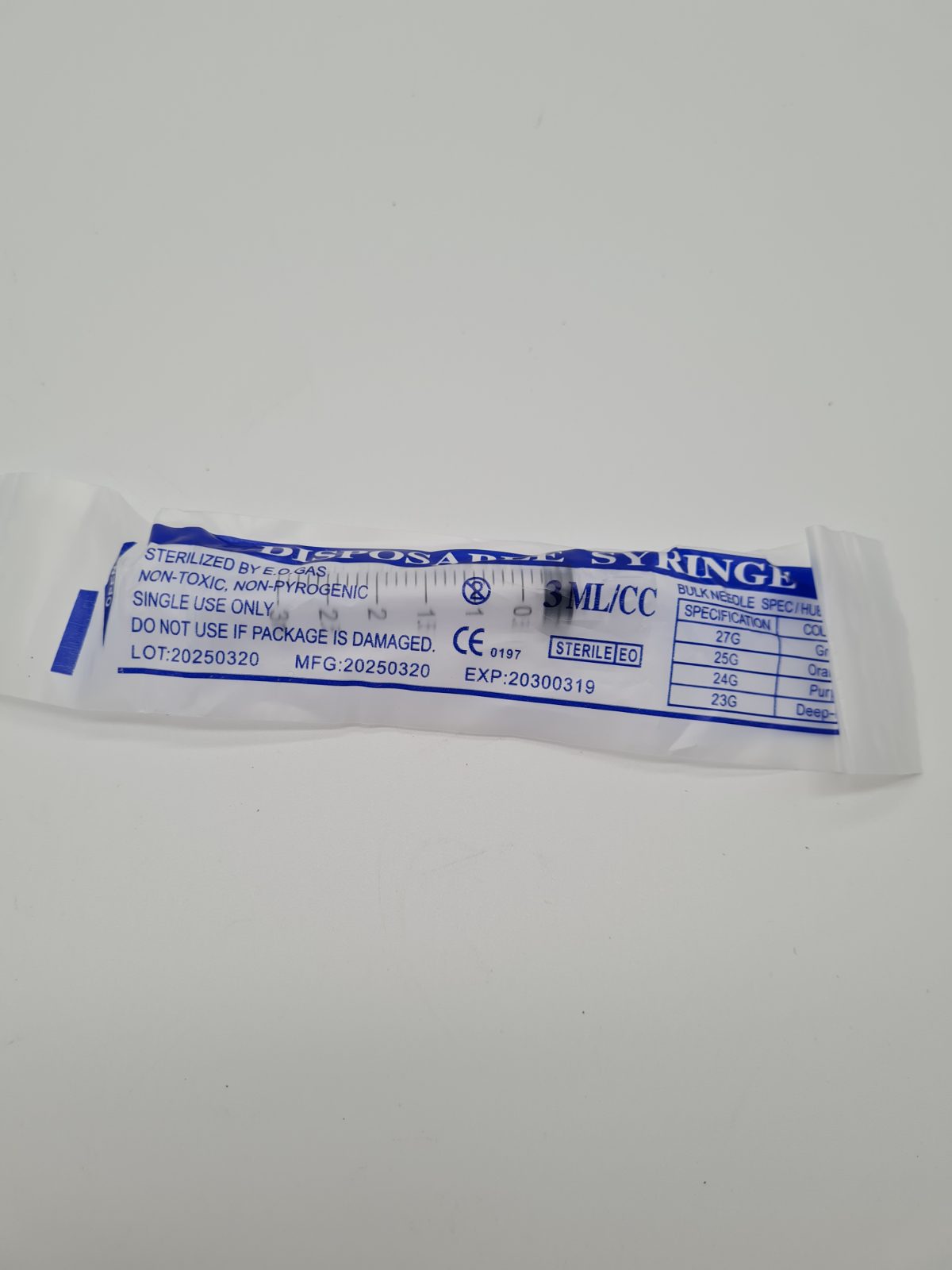 20 pack of individual 3 ml/cc Disposable Syringe — photograph 1