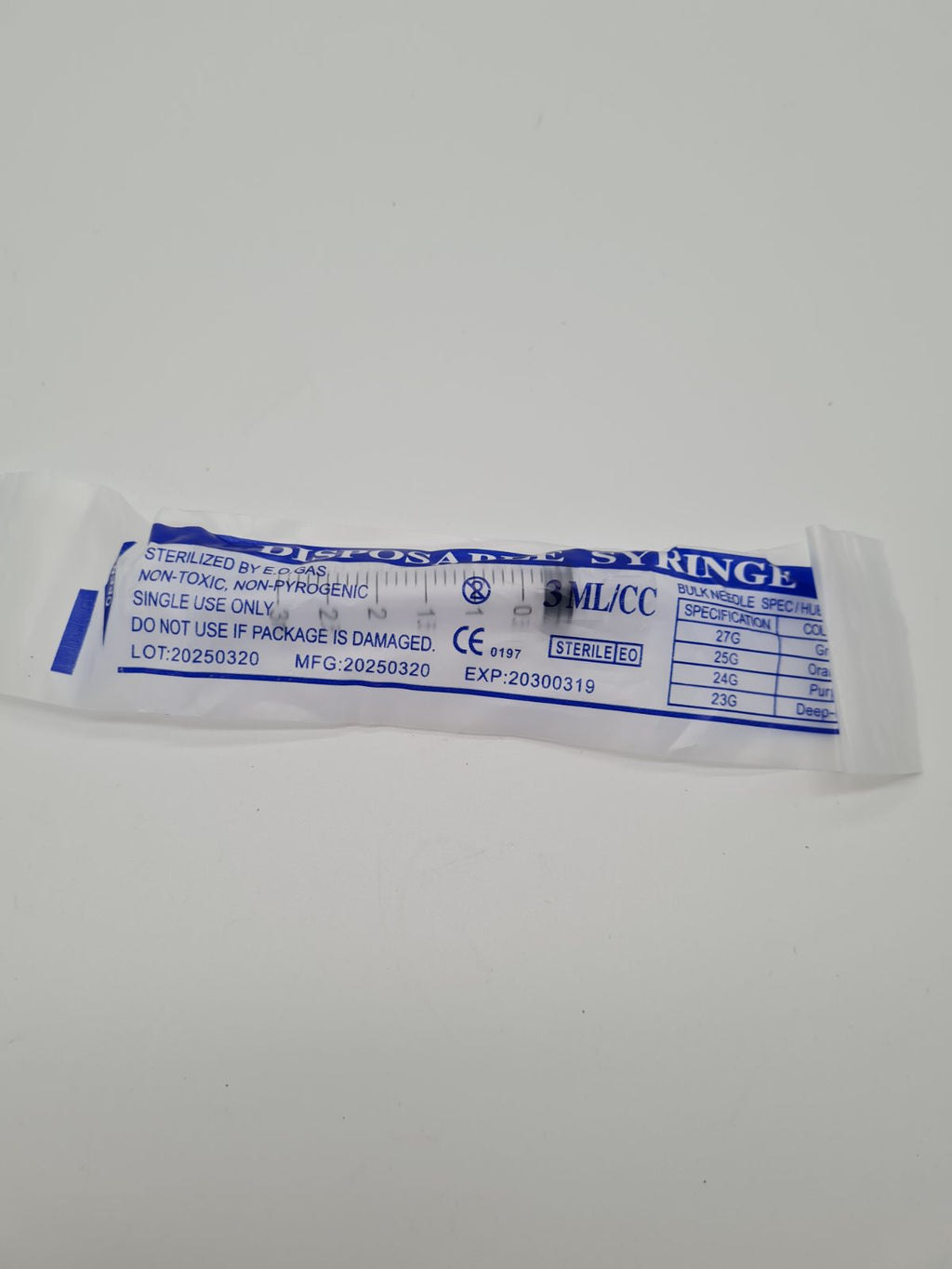 20 pack of individual 3 ml/cc Disposable Syringe — photograph 1