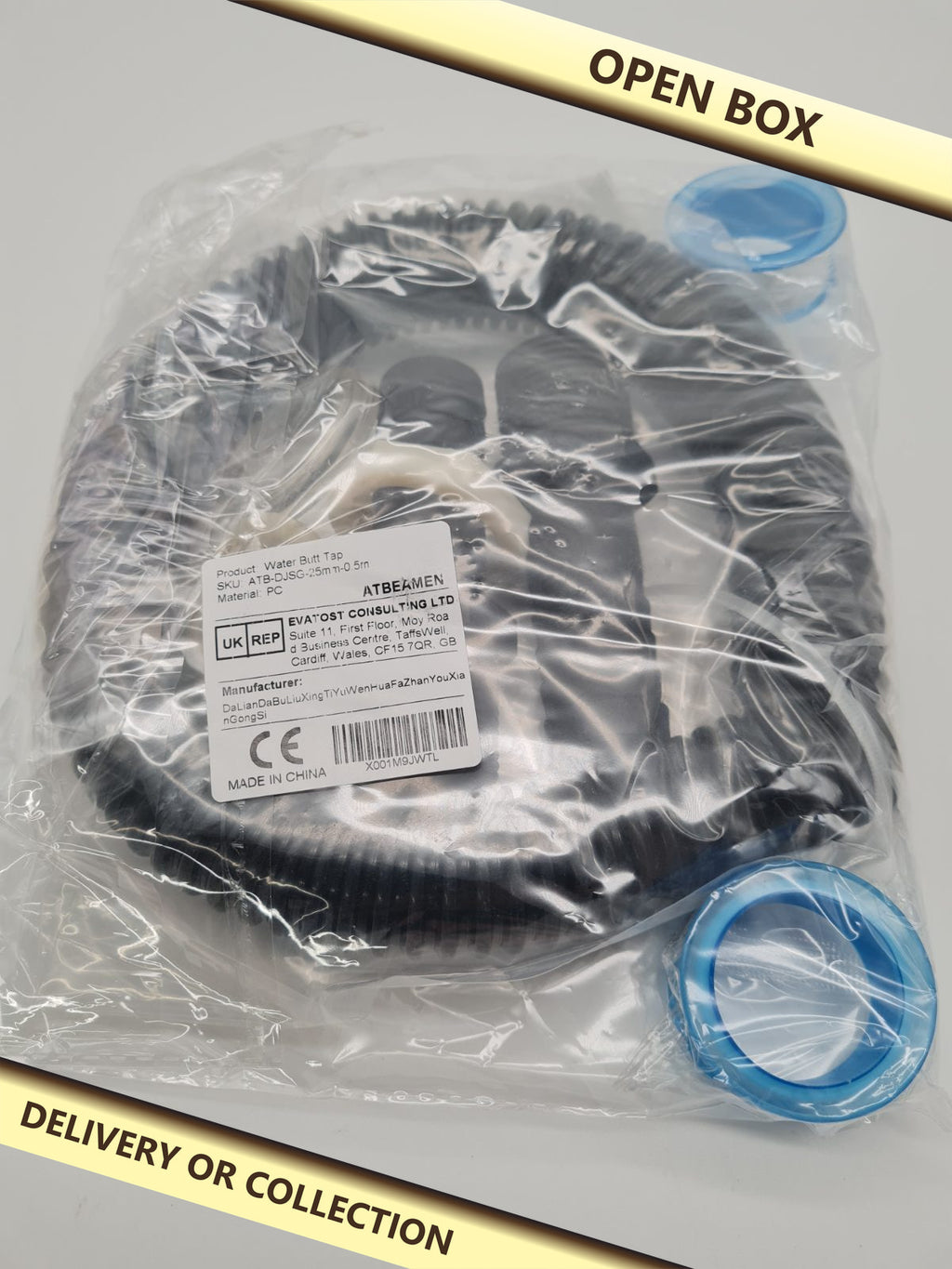 Water Butt Tap ATB-DJSG-25mm-0.5m — photograph 1 — Open box; auction delivery information shown on image