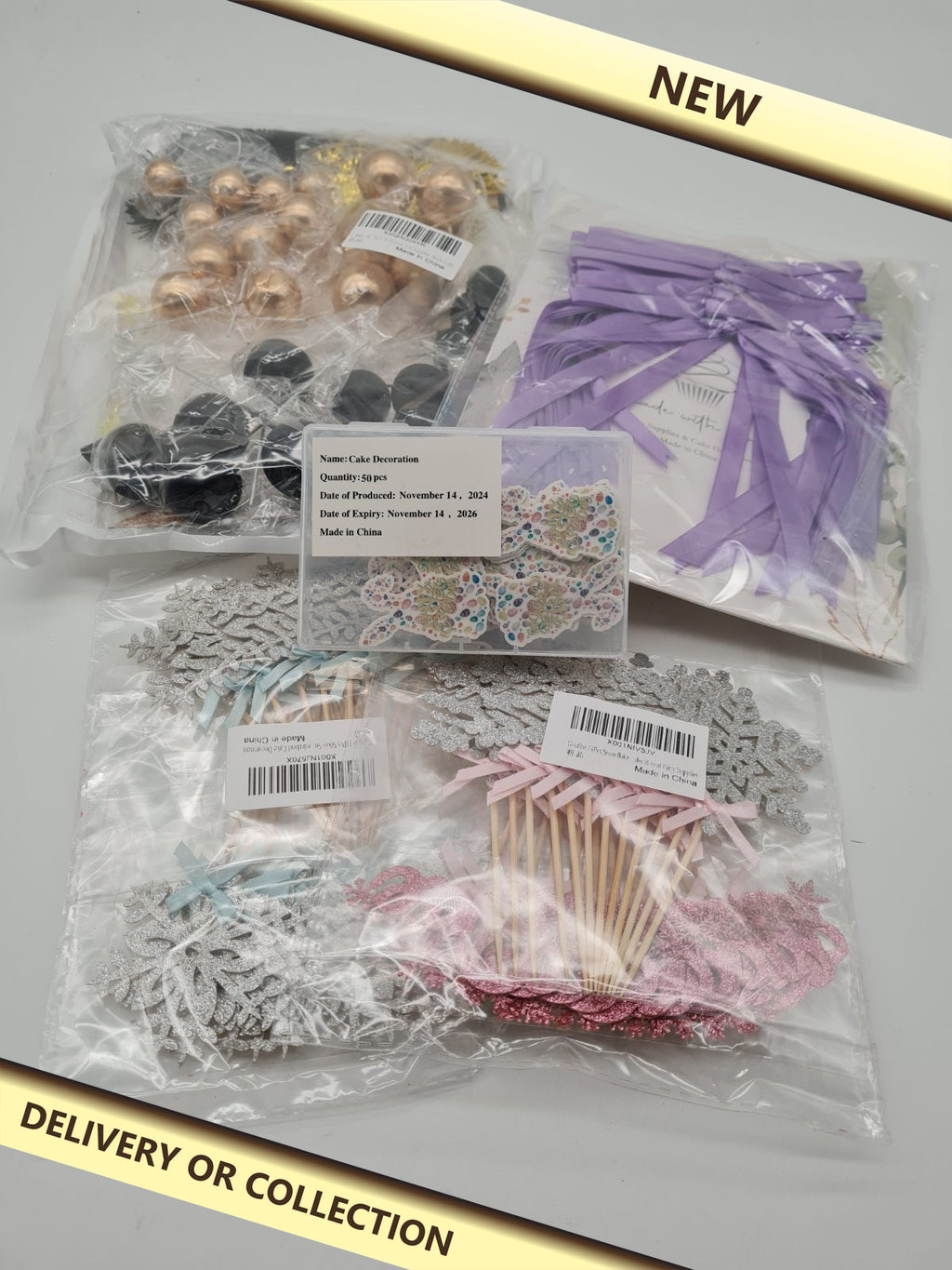 5 pack of party items — photograph 1 — New; auction delivery information shown on image