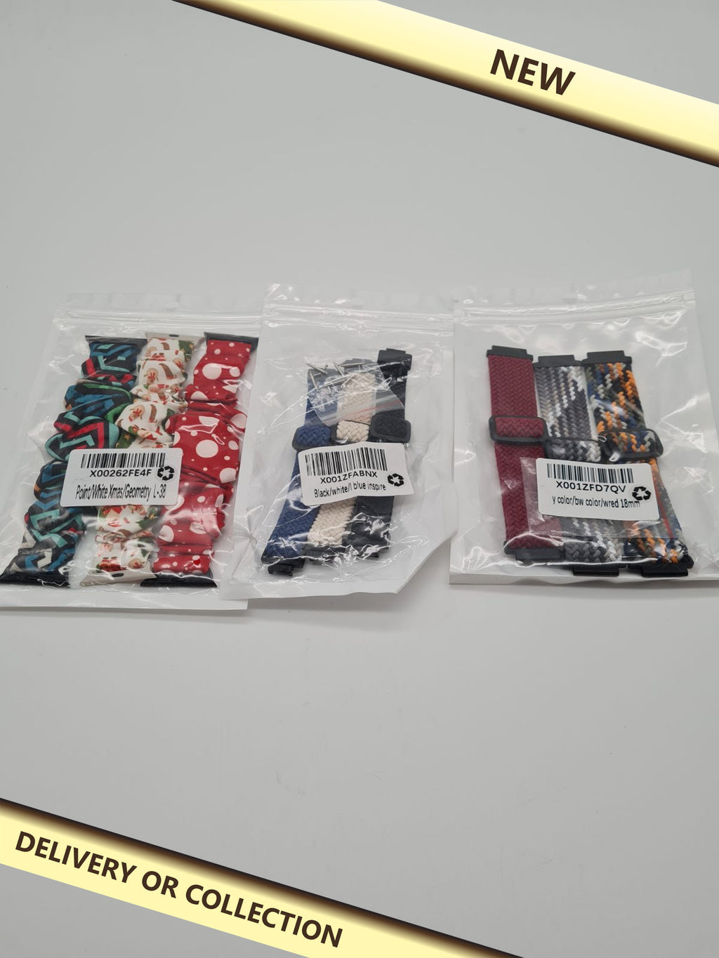 3 different types of watch strap replacements — photograph 1 — New; auction delivery information shown on image