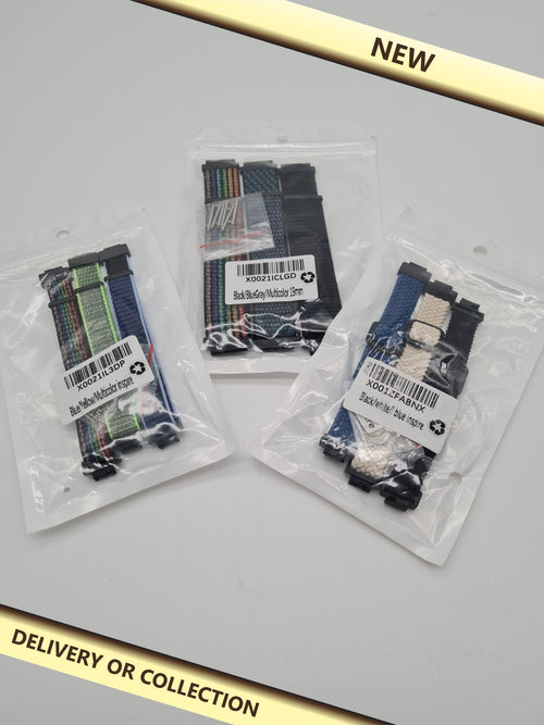 3 packs of 3 different watch straps â€” photograph 1 — New; auction delivery information shown on image