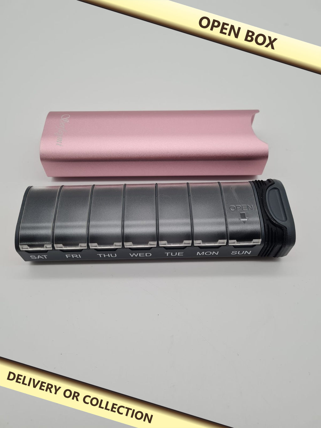 Serfeymi 7-Day Pill Organiser — photograph 1 — Open box; auction delivery information shown on image