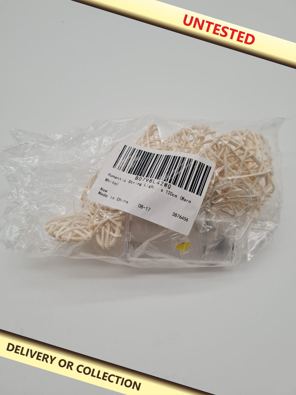 Woven Heart Battery-Powered String Lights — photograph 1 — Untested; auction delivery information shown on image