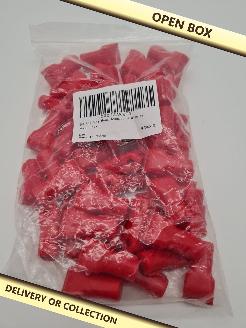 Retail Display Peg Hook Locks — photograph 1 — Open box; auction delivery information shown on image