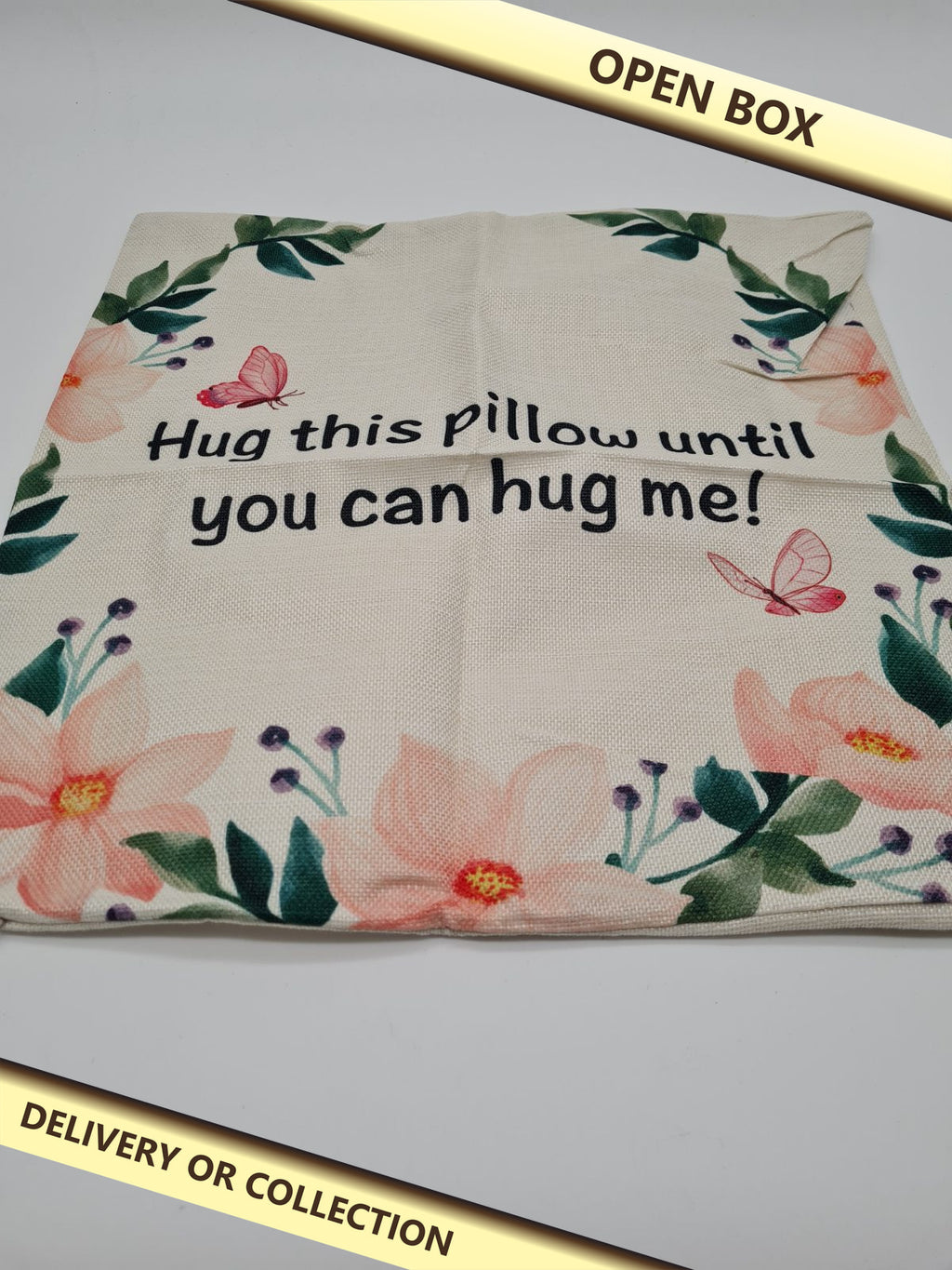 Floral Butterfly Friendship Cushion Cover — photograph 1 — Open box; auction delivery information shown on image